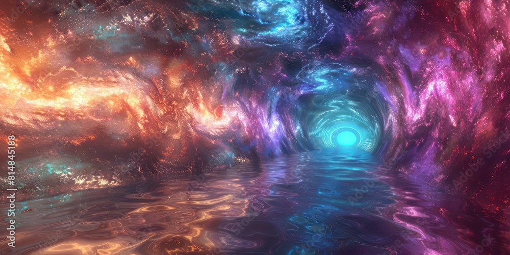 Fototapeta premium Time travel black hole background illustration