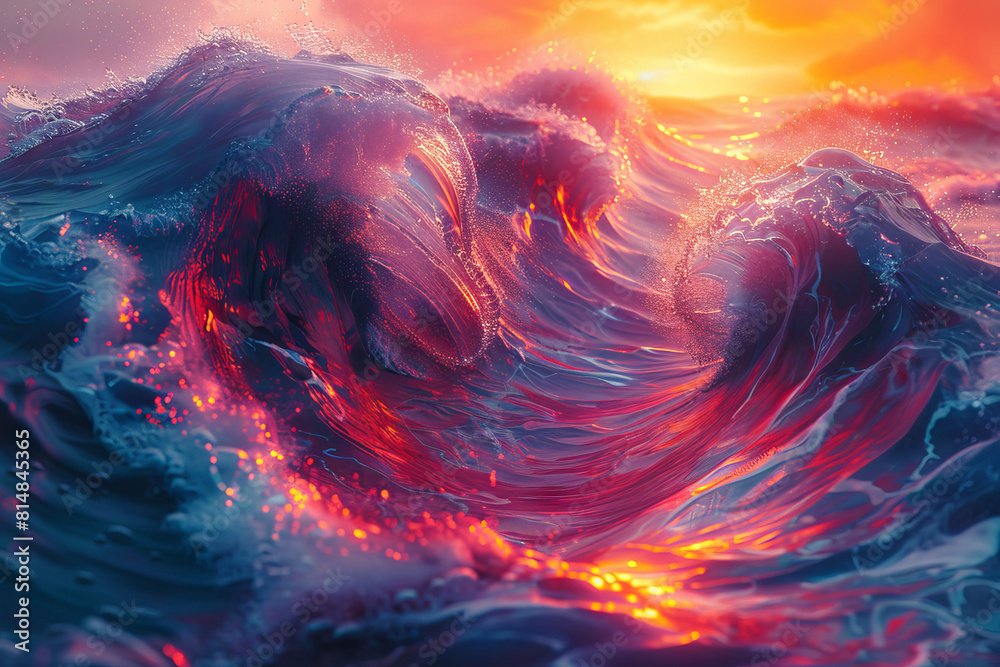 Fiery Sunset Ocean Waves Fiery Sunset Ocean Waves