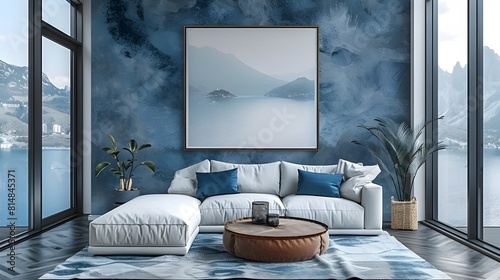 ISO A Paper Size Living Room Wall Art Modern Frame Mockup for Home Decor photo