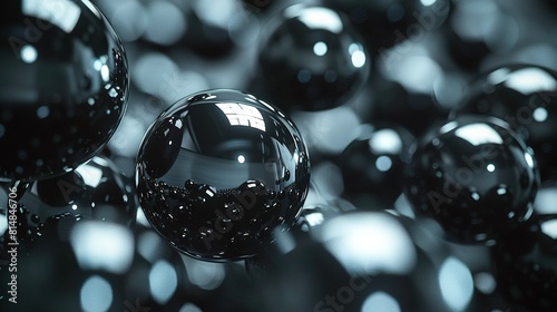  A black-and-white image of floating balls on a dark background
