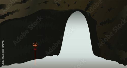 vector illustration of Amarnath Cave shiva linga. photo