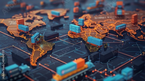 a tier 1 software supply chain map, 3d render