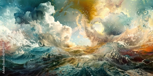 Background illustration of violent sea waves photo