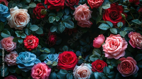  An image of a heart-shaped bouquet of red  pink  and blue