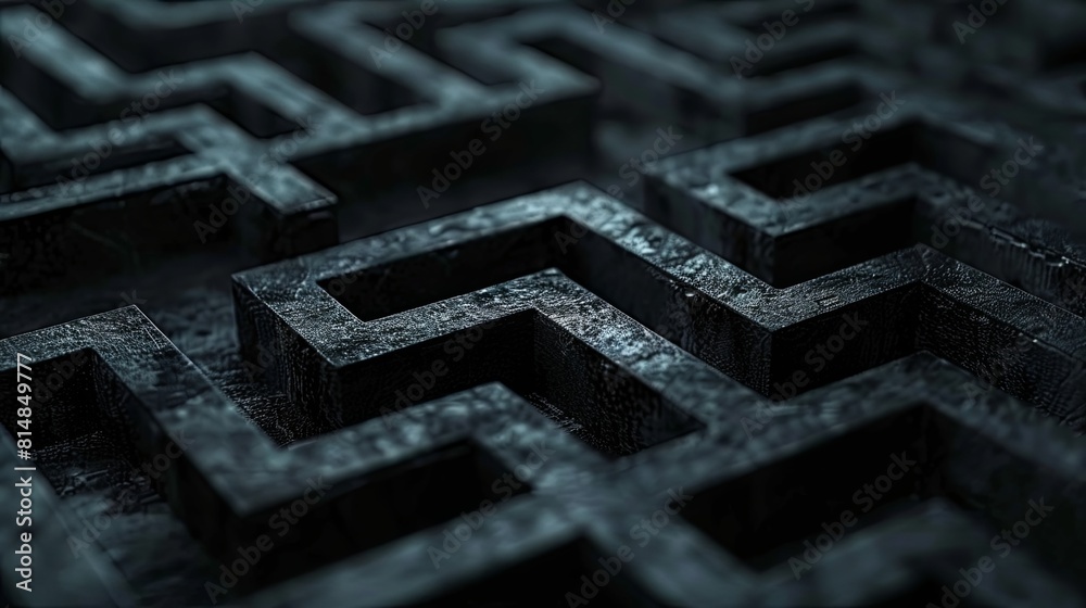 3D rendering of a dark maze.