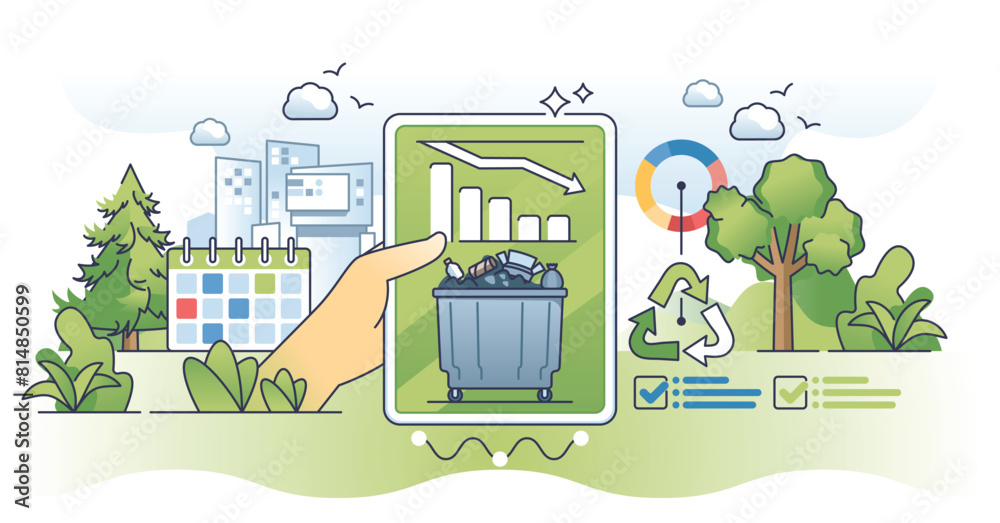 Waste reduction and garbage recycling eco strategy outline hands concept. Plan with nature conservation and reducing trash storage amount vector illustration. Effective and clean trash organization. Waste reduction and garbage recycling eco strategy outline hands concept. Plan with nature conservation and reducing trash storage amount vector illustration. Effective and clean trash organization.
