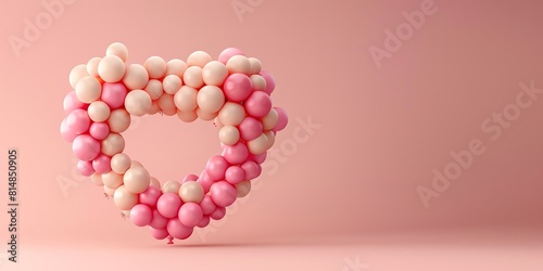 Wallpaper Mural A vibrant 3D render of a love heart made from pink and cream balloons, arranged neatly with a blank space for messages Torontodigital.ca