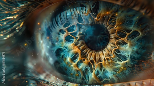 Craft an image focusing on the intricate details of the eyeball