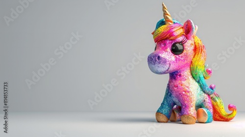 Halloween unicorn 3D rendering, cute and colorful. photo