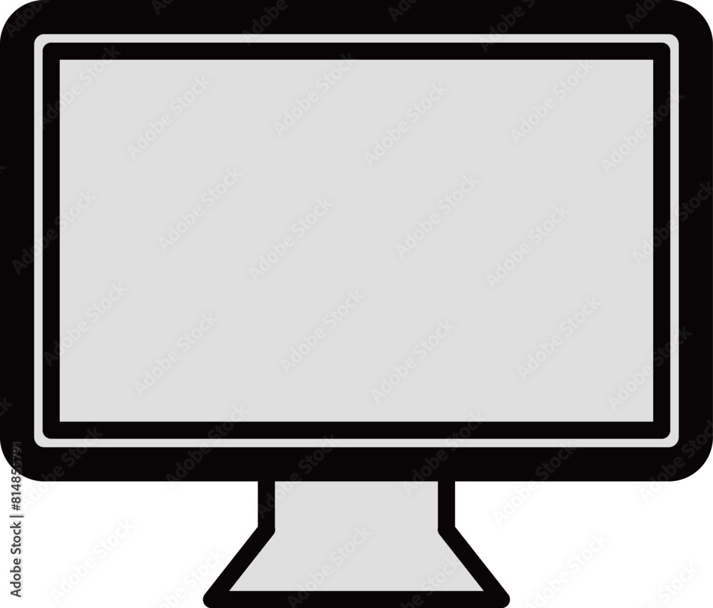 デスクトップパソコンモニターの線画アイコン デスクトップパソコンモニターの線画アイコン