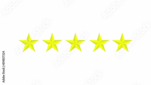 Five star rating icon animated video.