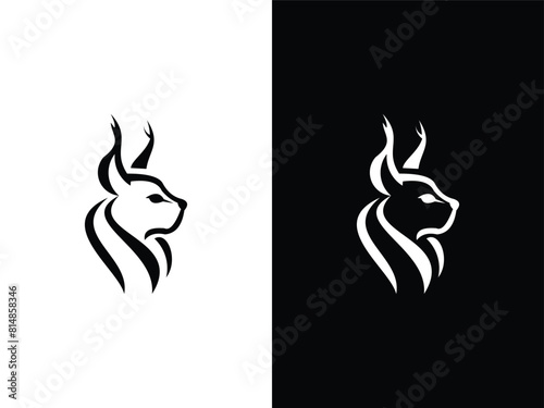Wild lynx head logo icon vector illustration 