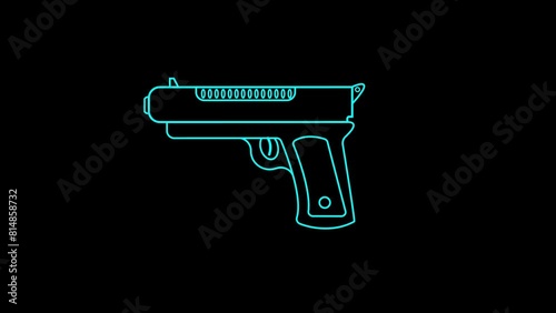 Gun icon video animation for motion graphics.