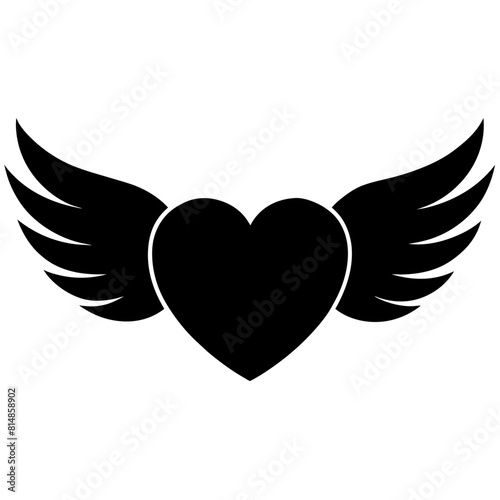 heart shape with wings flying vector illustration design logo concept vector silhouette