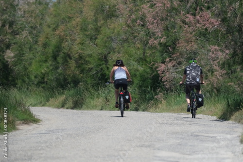 Cyclistes en promenade sur la route