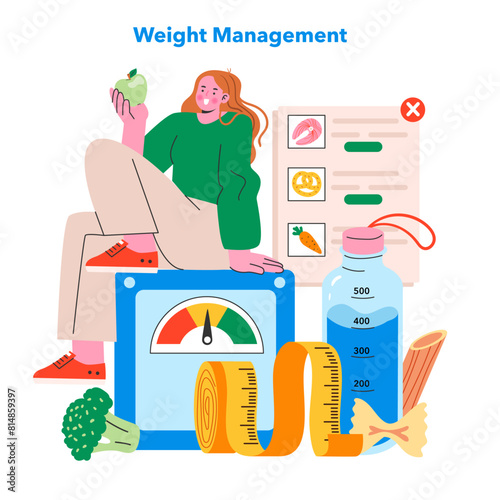 Healthy Snacking. Flat Vector Illustration