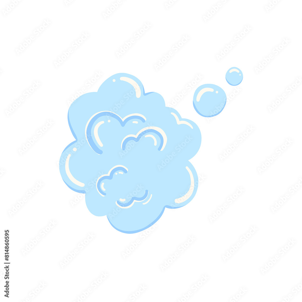 Obraz premium Hand drawn illustrations of soap bubbles, sponges, blue water drops, various graphic illustrations. ,Image of blue soap bubbles, blue bubbles