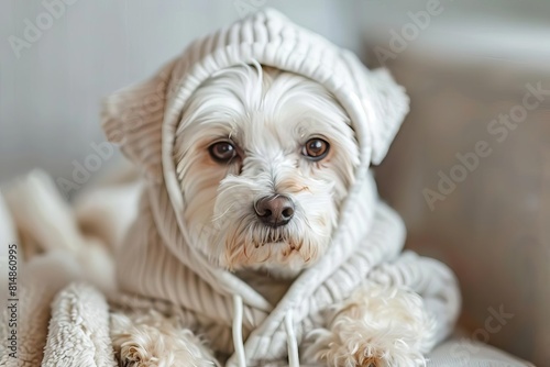 adorable dog wearing oversized hoodie cute and cozy canine fashion pet portrait
