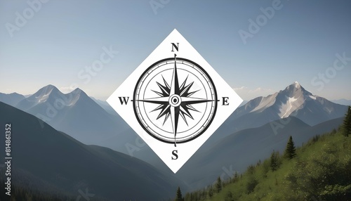 A mountain icon with a compass rose indicating dir upscaled_2 photo