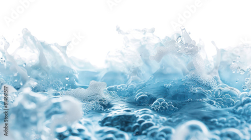 Fototapeta Naklejka Na Ścianę i Meble -  Blue sea wave with white foam isolated on transparent and white background.PNG image.