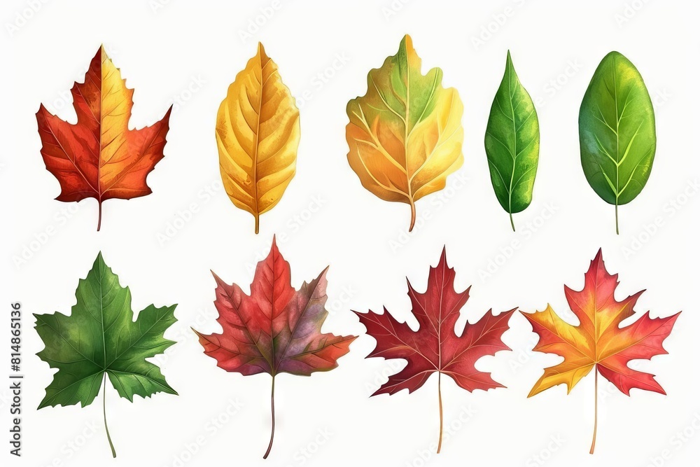 colorful autumn leaves isolated on white background seasonal foliage illustration colorful autumn leaves isolated on white background seasonal foliage illustration