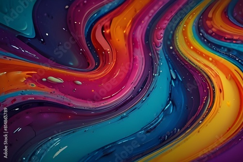 Abstract flowing liquid background  swirls of colorful paint liquid mixing background Generative AI 