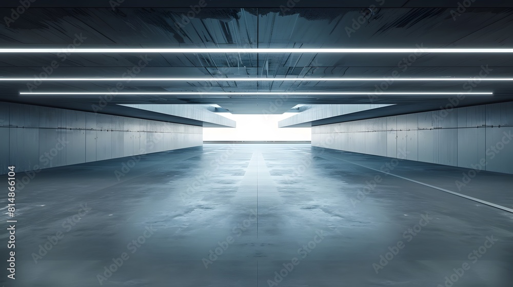 Futuristic architecture building background with empty wide space floor, concrete floor , cement garage present design scene Futuristic architecture building background with empty wide space floor, concrete floor , cement garage present design scene