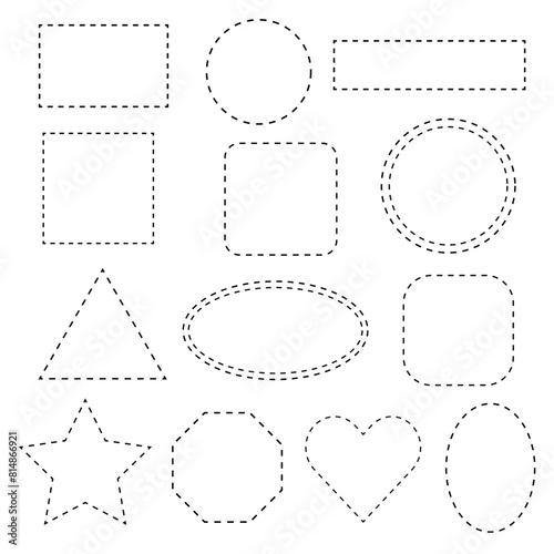 Geometric shapes set created from dotted lines vector design elements