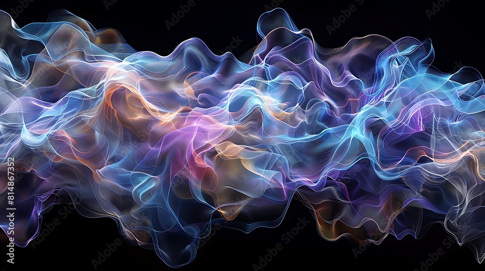 Translucent layers of color blend and bleed into one another, producing an abstract wave that appears to shimmer and glow from within Translucent layers of color blend and bleed into one another, producing an abstract wave that appears to shimmer and glow from within