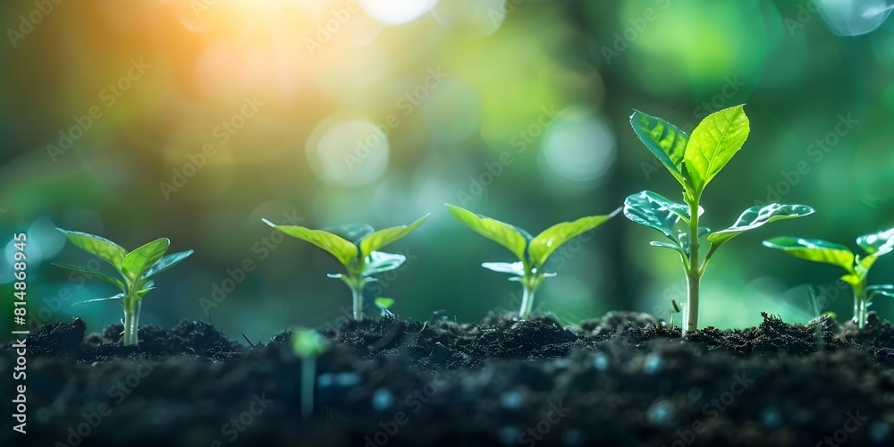 Nurturing Financial Growth: Planting a Seedling and Watching It Flourish in the Sun. Concept Personal Finance, Wealth Management, Investment Strategies, Financial Planning, Budgeting