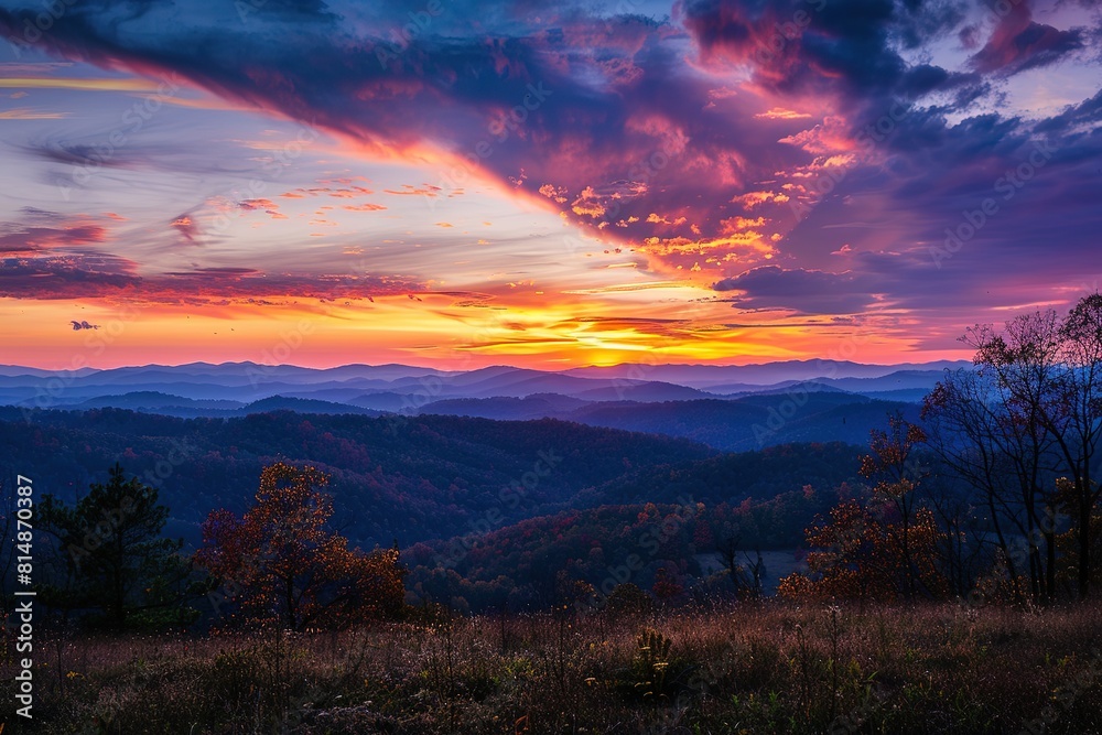 Obraz premium breathtaking sunset over the rolling hills
