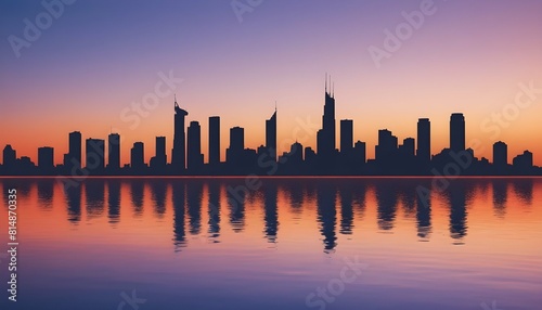 A city skyline at dusk with skyscrapers reflectin upscaled_4