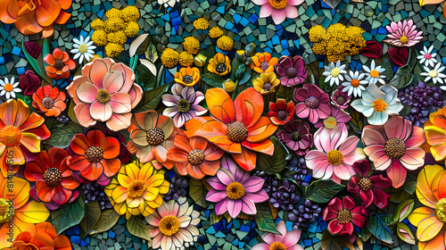 Vibrant Floral Mosaics: Bursting with Colors of Feria de las Flores   Ideal for Dynamic D?cor Themes © Gohgah