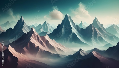 A mountain range depicted in a surreal dreamlike upscaled_3