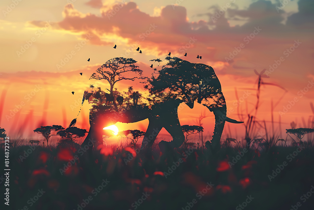 An intriguing image of an animal silhouette fragmented into abstract shapes, symbolizing diversity and complexity An intriguing image of an animal silhouette fragmented into abstract shapes, symbolizing diversity and complexity