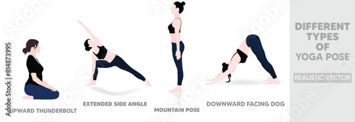 Set of different type of yoga pose vector illustration
