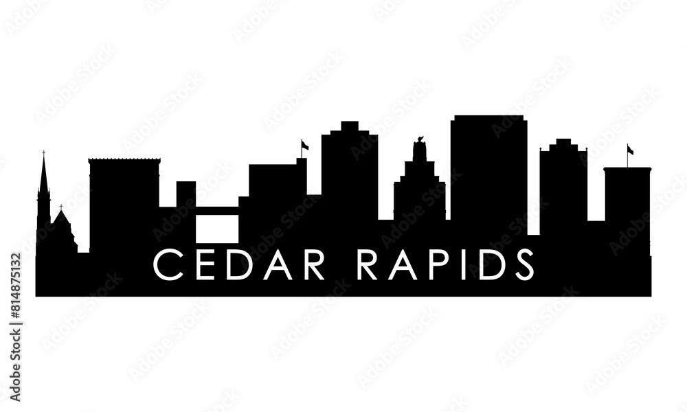 Cedar Rapids skyline silhouette. Black Cedar Rapids city design isolated on white background.