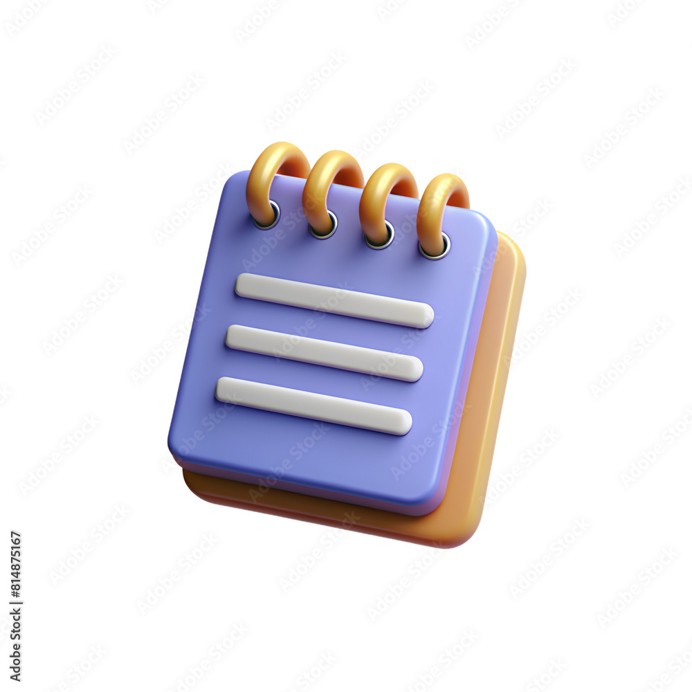 3D Illustration of a Closed Purple Notepad Icon. 3D Illustration of a Closed Purple Notepad Icon.
