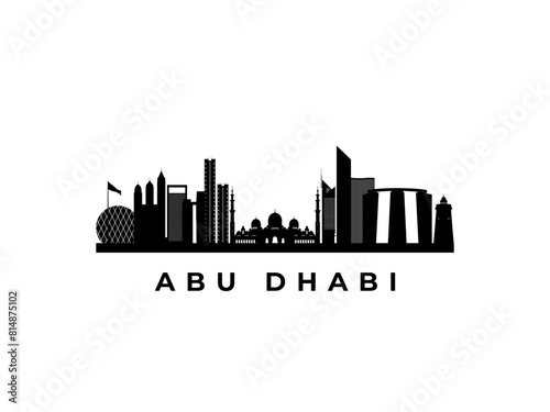 Vector Abu Dhabi skyline. Travel Abu Dhabi famous landmarks. Business and tourism concept for presentation, banner, web site.