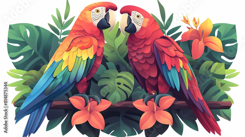 Exotic Colombian Bird Tiles Celebration: Flat Design Icons Reflecting Rich Biodiversity at the Festival © Gohgah