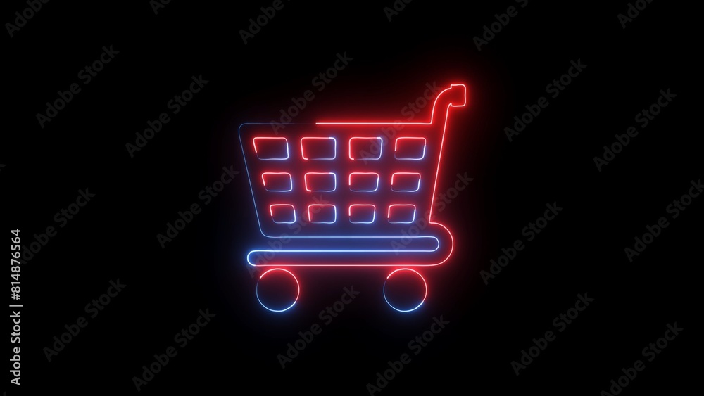 Neon line shopping cart. Businessman man holding shopping cart trolley mini cart in business digital payment interface. Neon line shopping cart. Businessman man holding shopping cart trolley mini cart in business digital payment interface.