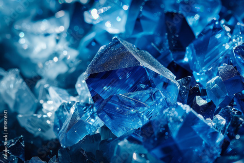 A blue crystal with a frosty blue hue photo