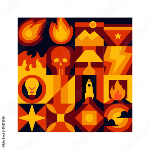geometric graphics and warm patterns