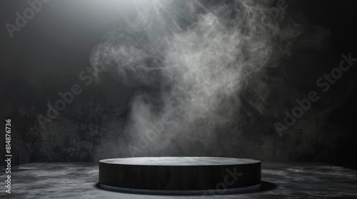 A smoke filled room with a large circular stage photo