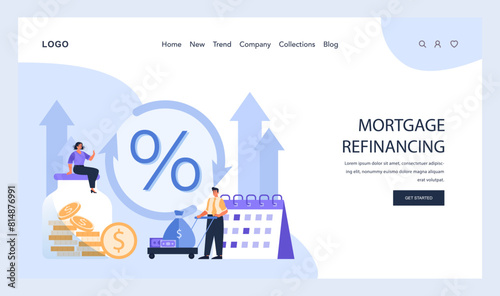 Mortgage Refinancing concept. Flat vector illustration.