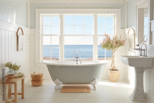 Luxurious Coastal Bathroom with Ocean View