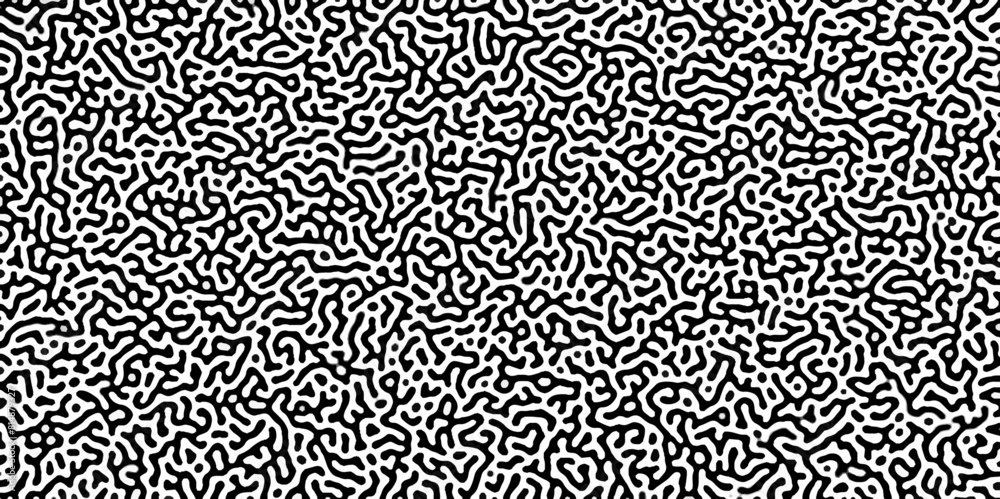 Monochrome Turing reaction background. .Linear design with biological shapes. Diffusion pattern with chaotic shapes. Abstract pattern. Turing organic wallpaper background Vector illustration.