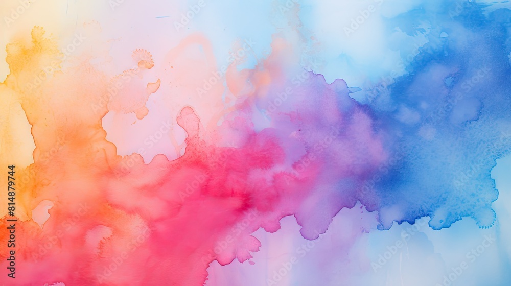 Close-up of vibrant watercolor washes blending together