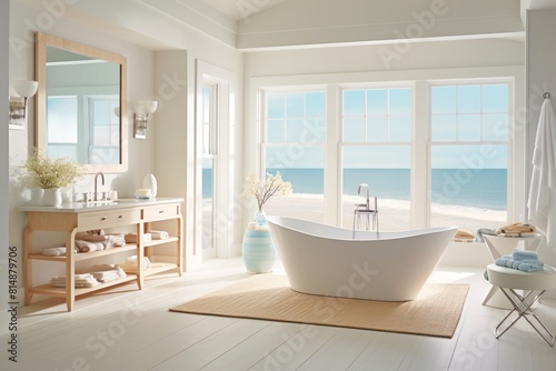 Luxurious Coastal Bathroom with Ocean View