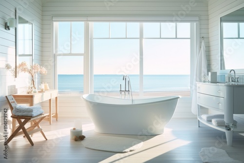 Luxurious Coastal Bathroom with Ocean View